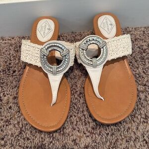 ST. JOHNS BAY White T-Strap Sandals